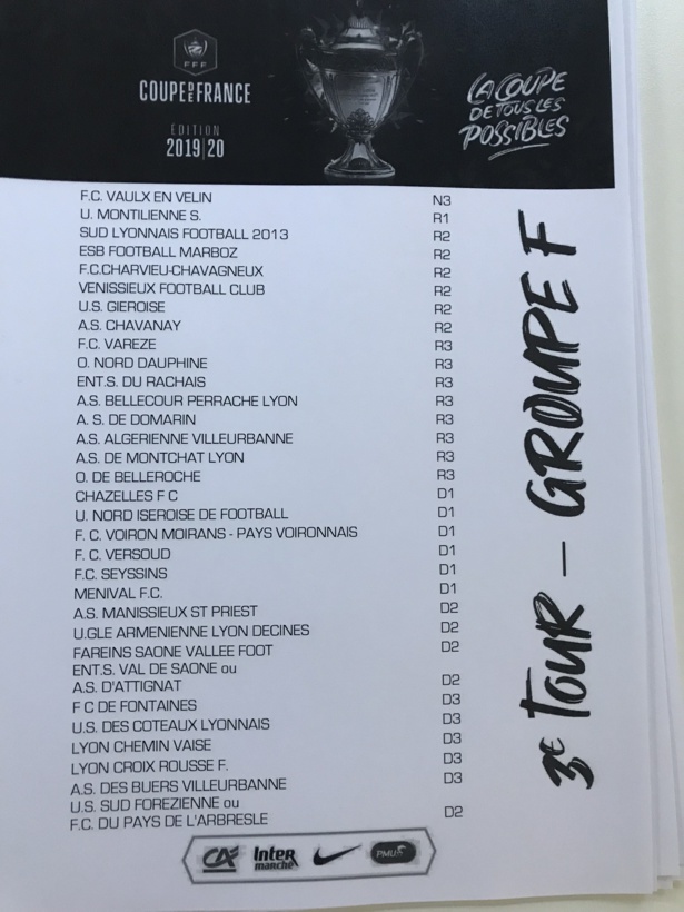 Découvrez les différents groupes du 3e tour de la Coupe de France