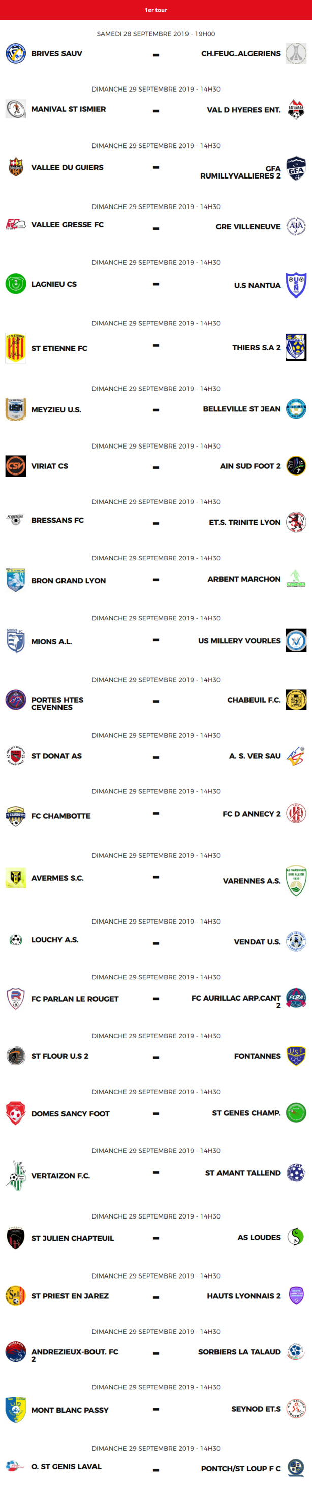 Les affiches du premier tour de la Coupe LAURA Les affiches du premier tour de la Coupe LAURA