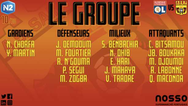Olympique Lyonnais B - AS Saint-Priest : les groupes Olympique Lyonnais B - AS Saint-Priest : les groupes