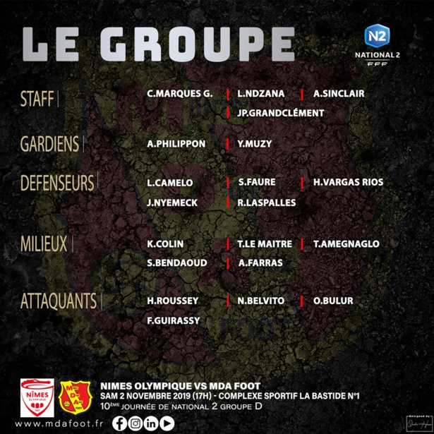 MDA Foot : le groupe contre la réserve du Nîmes Olympique MDA Foot : le groupe contre la réserve du Nîmes Olympique