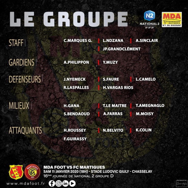 MDA Foot : le groupe pour la réception de Martigues MDA Foot : le groupe pour la réception de Martigues