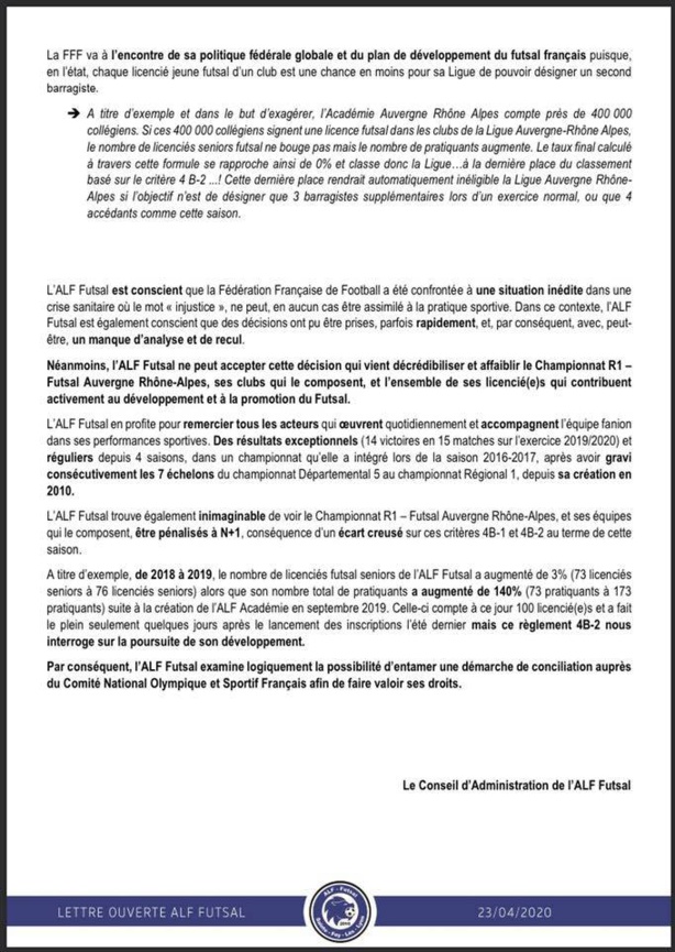 Privé d'accession en D2 ALF Futsal envisage "une démarche de conciliation auprès du CNOSF" pour faire valoir ses droits Privé d'accession en D2 ALF Futsal envisage "une démarche de conciliation auprès du CNOSF" pour faire valoir ses droits
