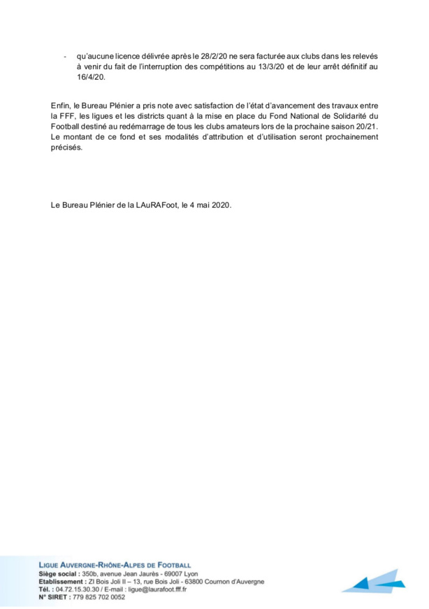 La LAURA Foot communique ses décisions pour les championnats régionaux La LAURA Foot communique ses décisions pour les championnats régionaux