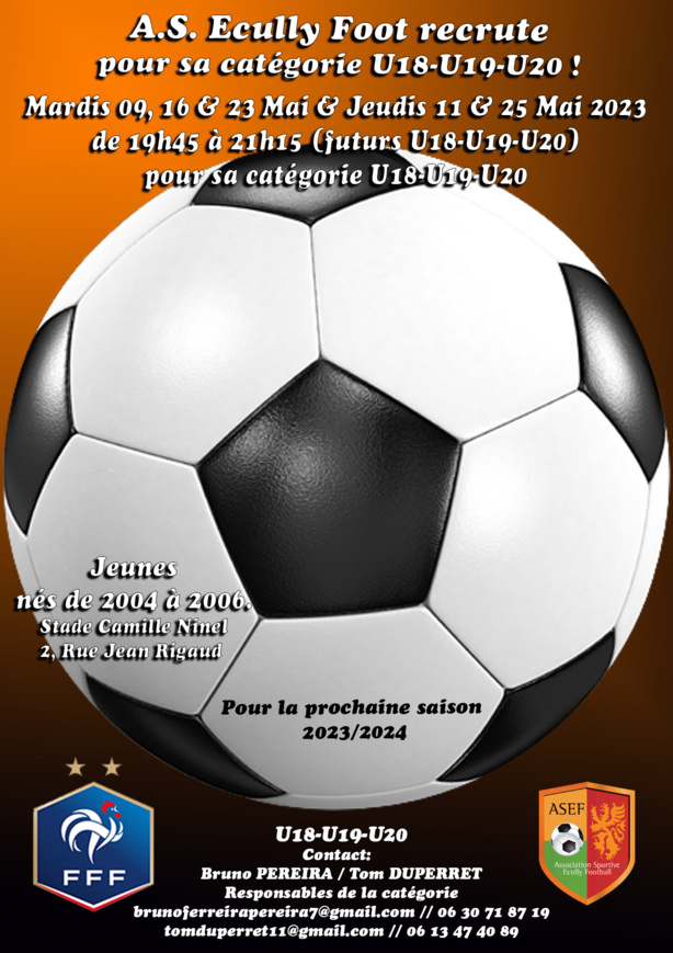 L'AS Ecully recrute pour sa future équipe U20 L'AS Ecully recrute pour sa future équipe U20