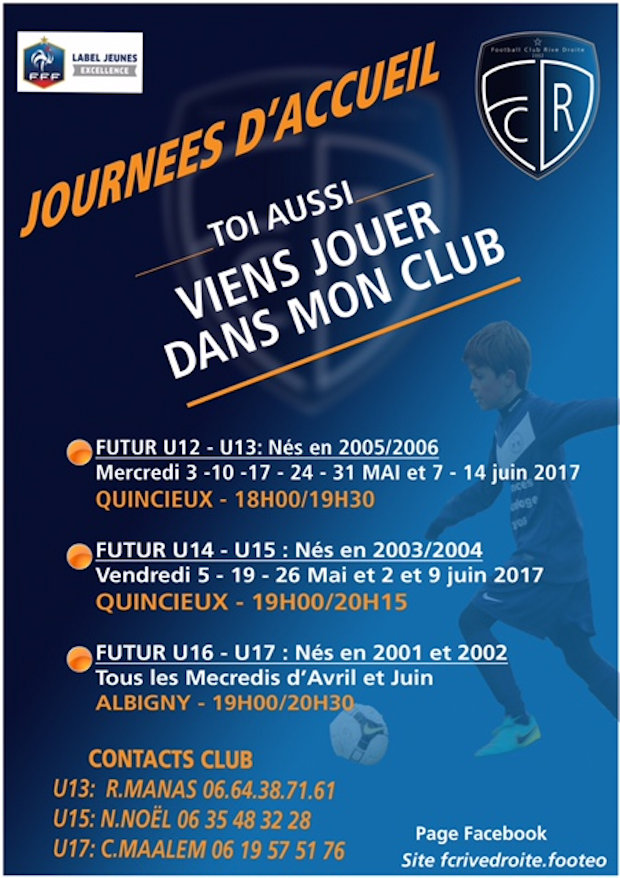 2017-2018 - Le FC RIVE DROITE recrute