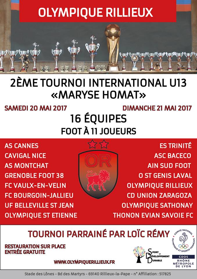 U13 à 11 - Du beau monde à RILLIEUX les 20 et 21 mai