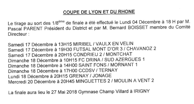 Coupe du Rhône Futsal - Découvrez le tirage des 8èmes de finale