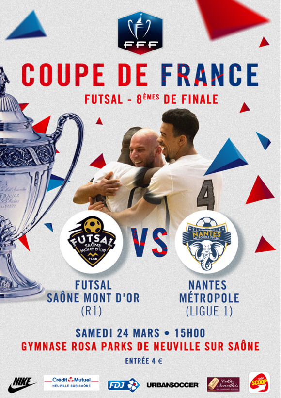 Coupe de France Futsal - Ventes des places ouvertes pour FS MONT d'OR - NANTES METROPOLE