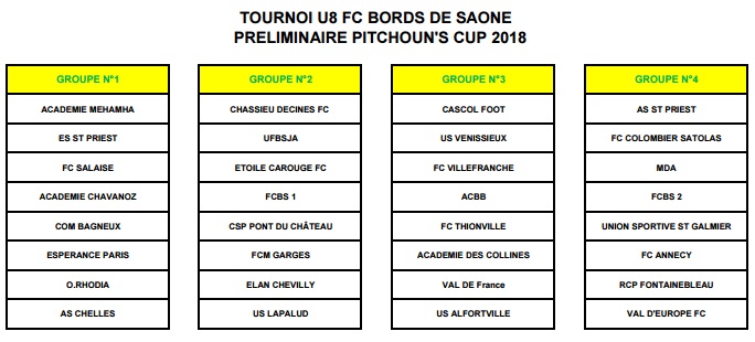 U8-U9 – La PITCHOUN’S Cup s’invite au FC BORDS de SAONE ce week-end U8-U9 – La PITCHOUN’S Cup s’invite au FC BORDS de SAONE ce week-end