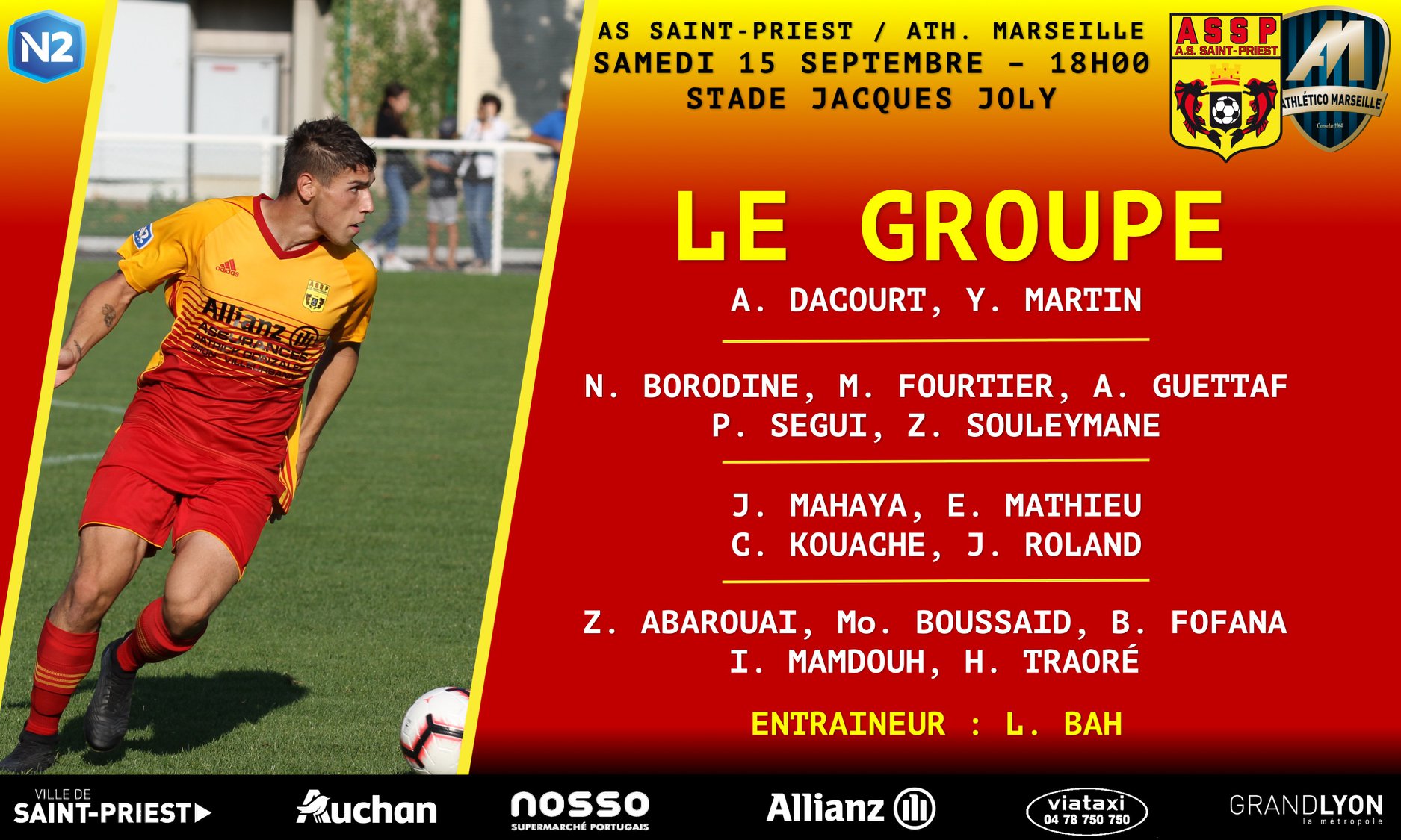 AS SAINT-PRIEST - Le groupe pour la réception de l'Atletico MARSEILLE  AS SAINT-PRIEST - Le groupe pour la réception de l'Atletico MARSEILLE