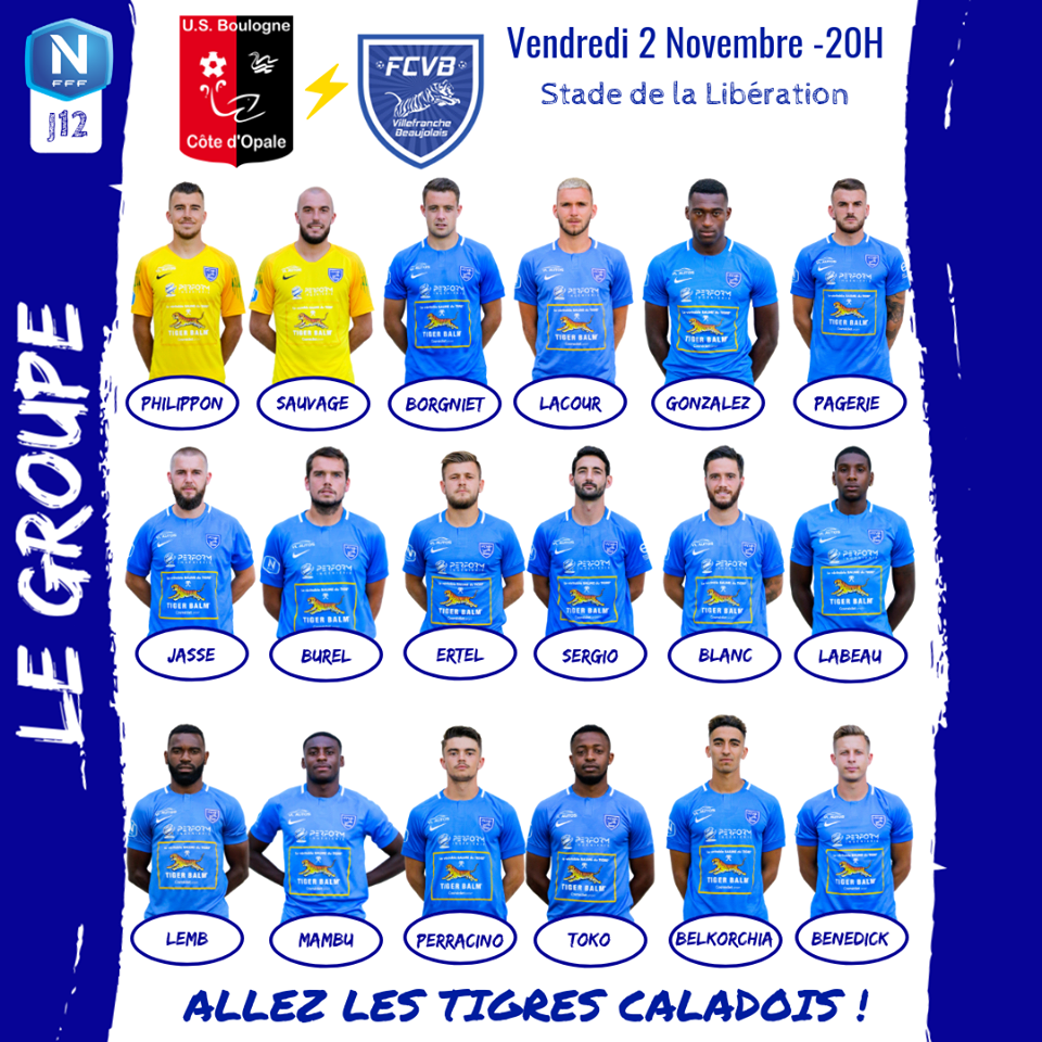 FC VILLEFRANCHE - Le groupe pour le déplacement à l'USCO BOULOGNE