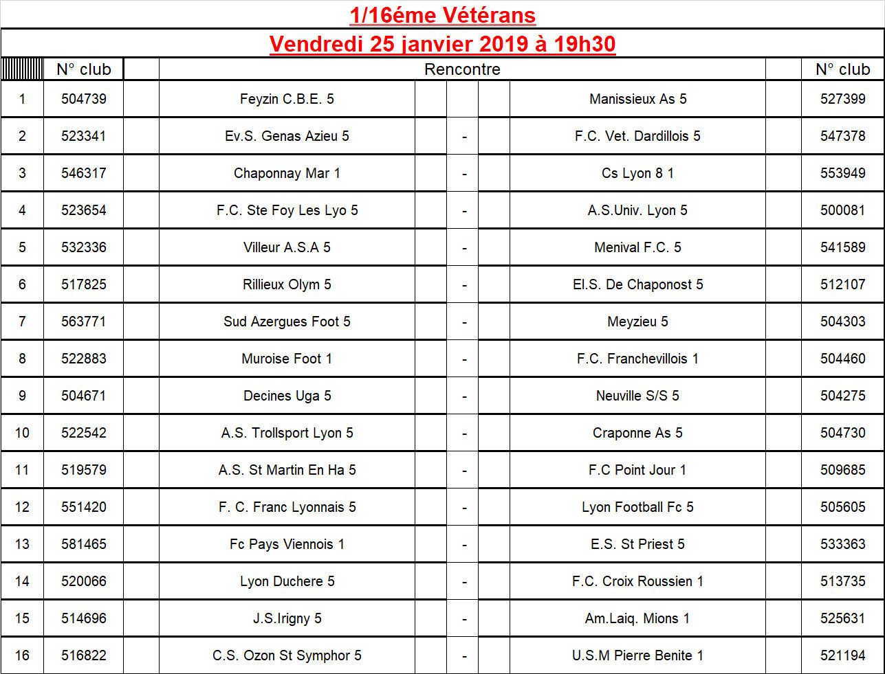 Coupe du Rhône VETERANS - Découvrez le tirage des 16èmes de finale Coupe du Rhône VETERANS - Découvrez le tirage des 16èmes de finale