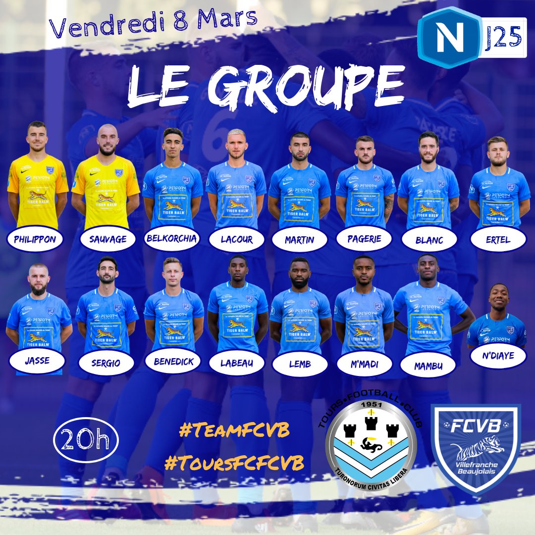 FC VILLEFRANCHE - Le groupe pour le déplacement au FC TOURS