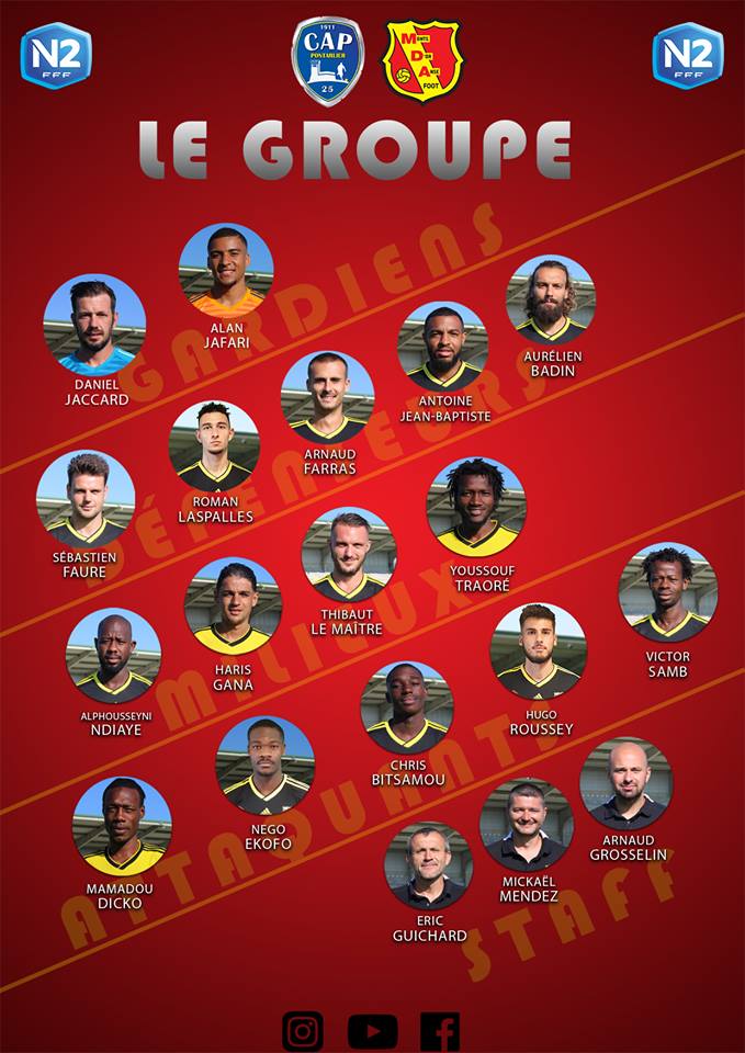 MDA Foot - Le GROUPE pour le déplacement au CA PONTARLIER