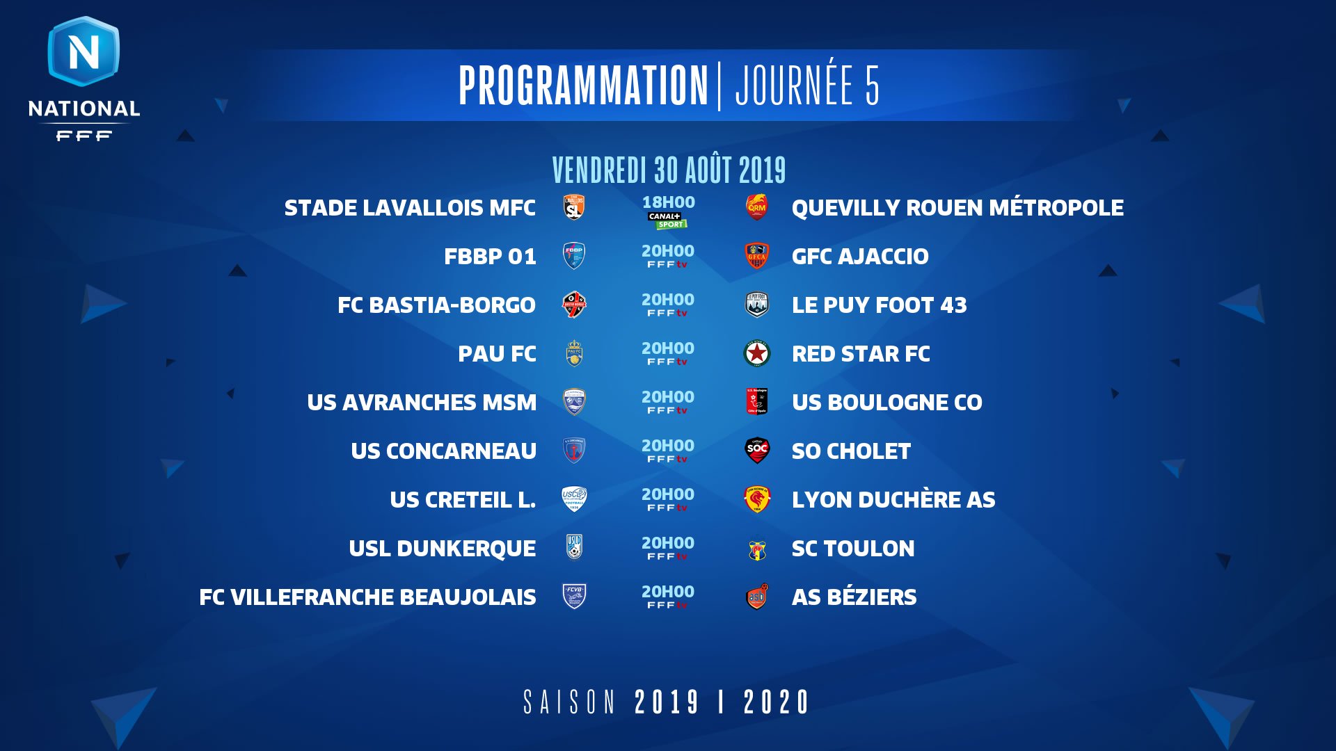 National  - Le programme de la cinquième journée