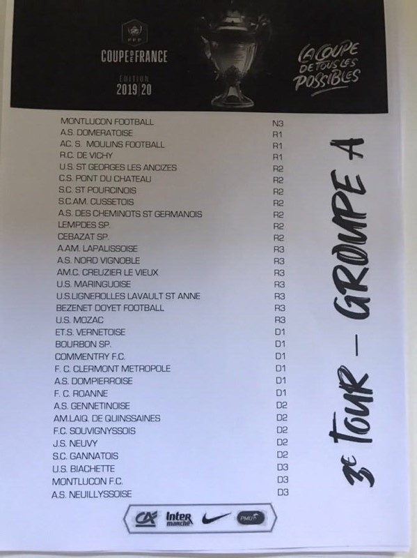 Découvrez les différents groupes du 3e tour de la Coupe de France Découvrez les différents groupes du 3e tour de la Coupe de France