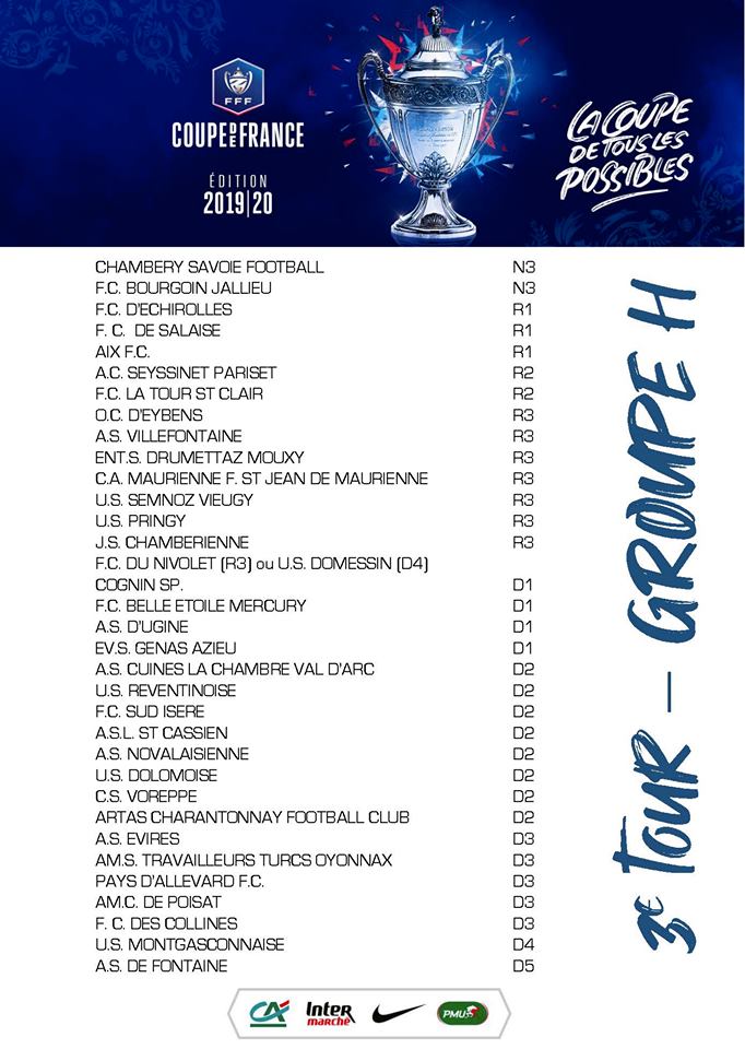 Découvrez les différents groupes du 3e tour de la Coupe de France Découvrez les différents groupes du 3e tour de la Coupe de France